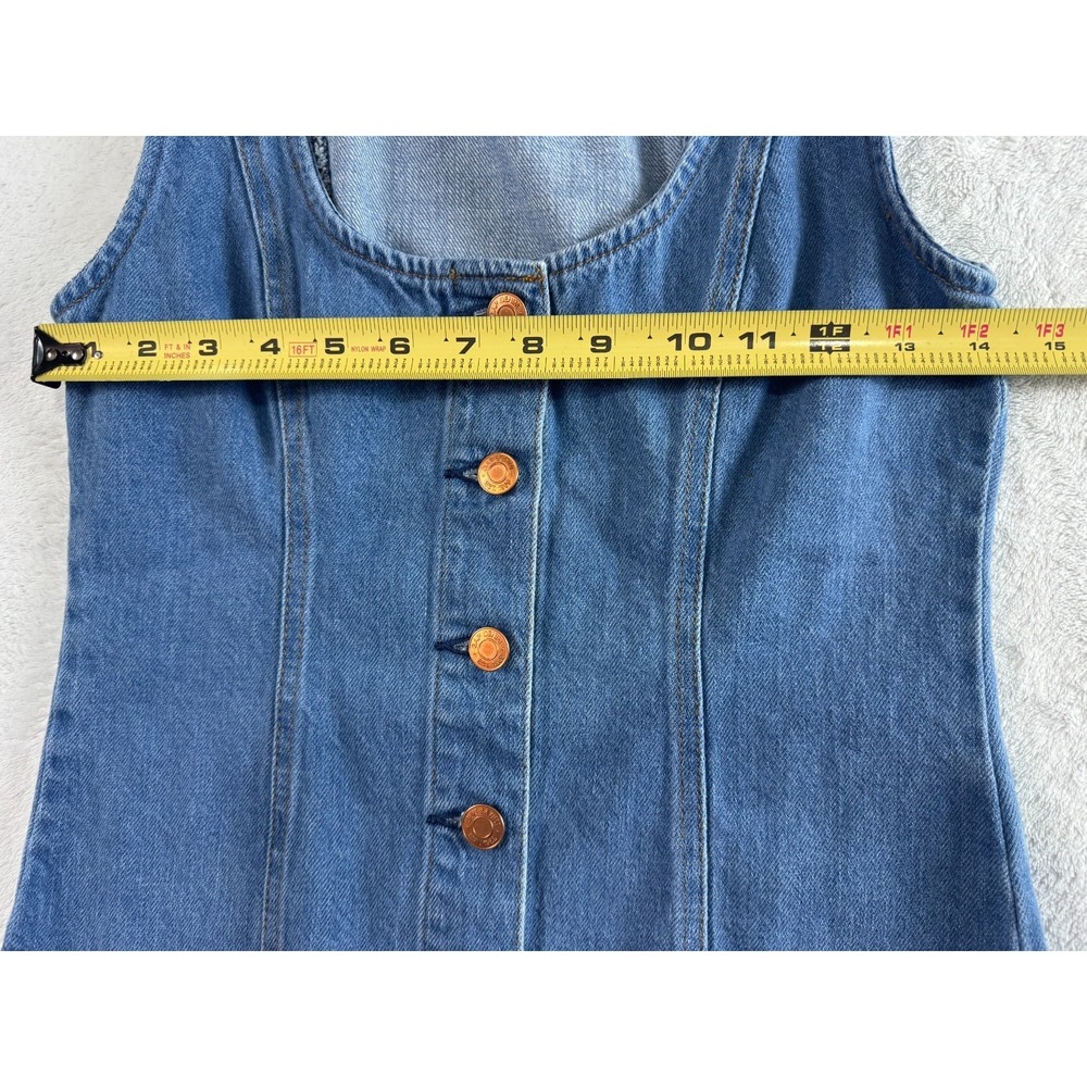 Gap Button Front Denim Tank Top Womens 0 Blue Scoop Neck Relaxed Fit Modest - Picture 8 of 9